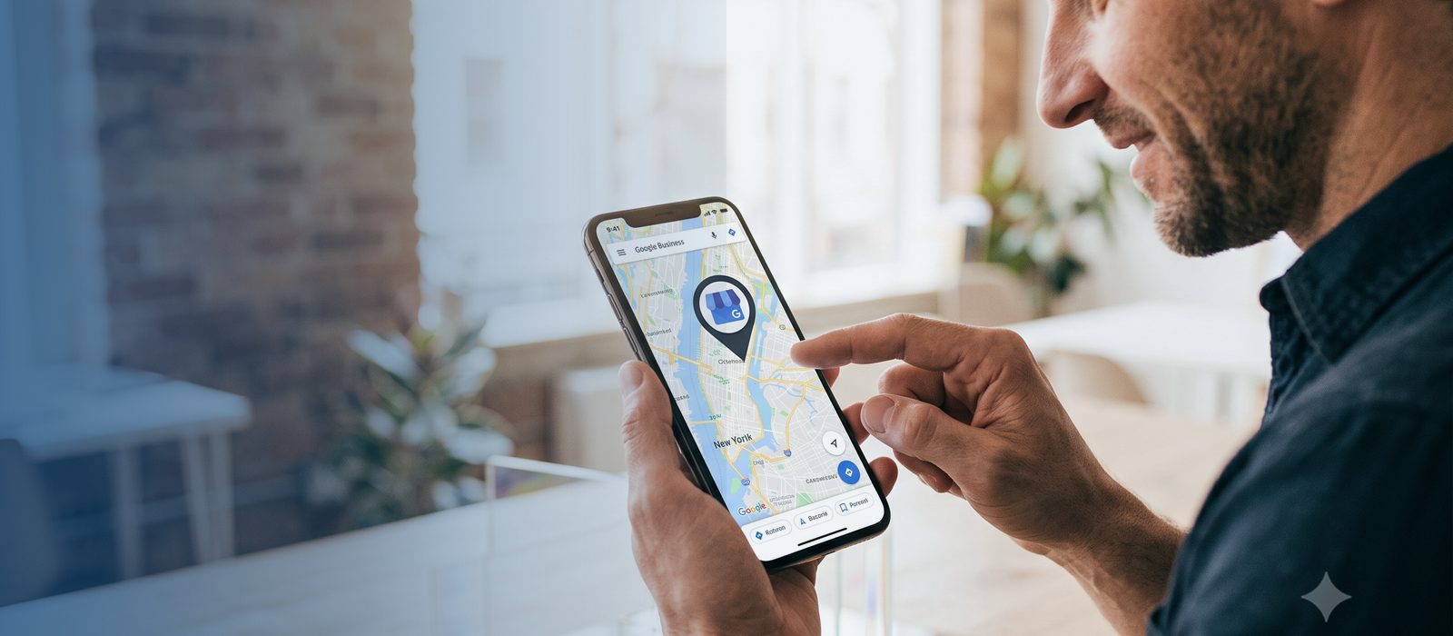 Persona buscando un negocio en Google Maps desde su celular